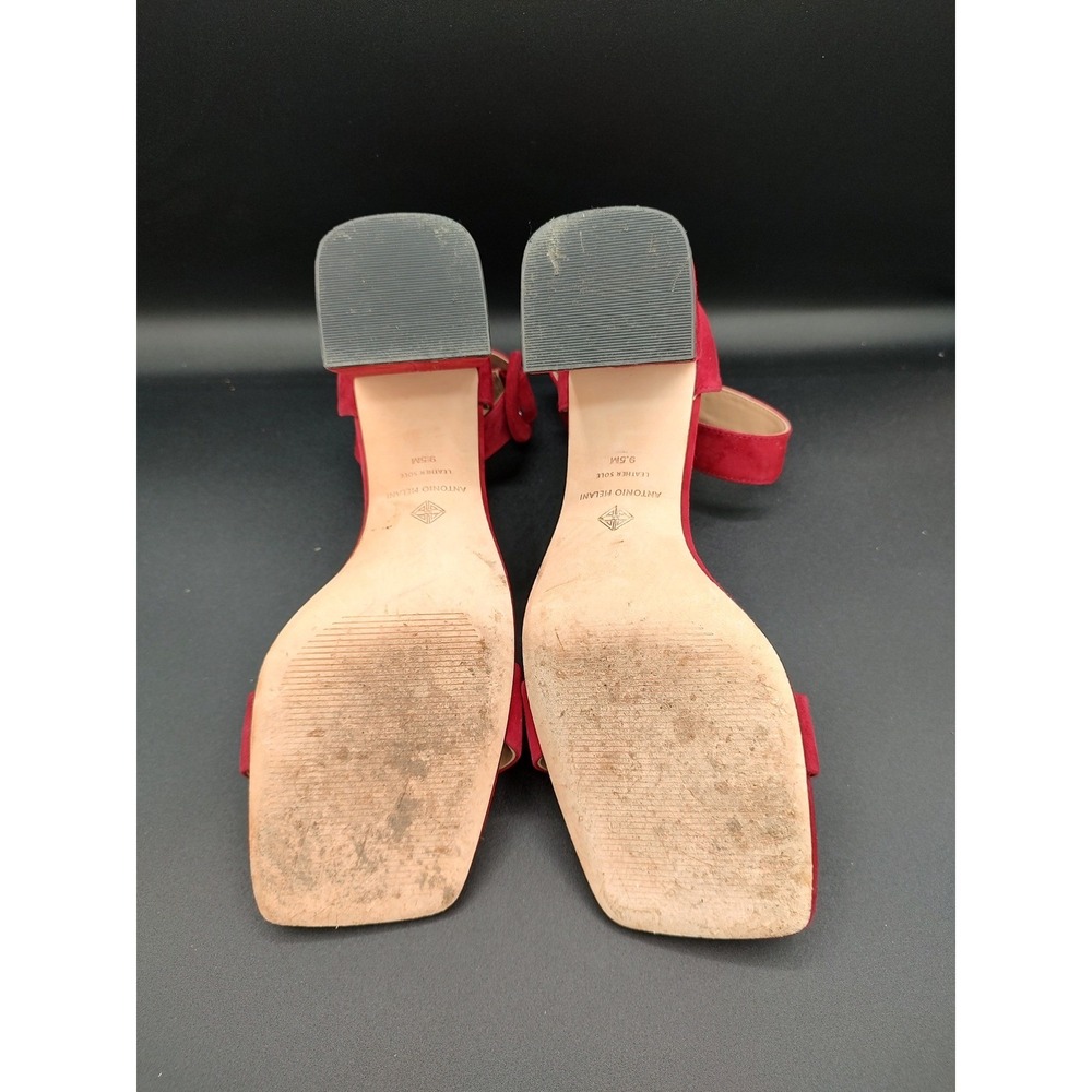 Antonio Melani Red Suede Block Heel Ankle Strap Sandals Women's Size 9.5M - Picture 6 of 11